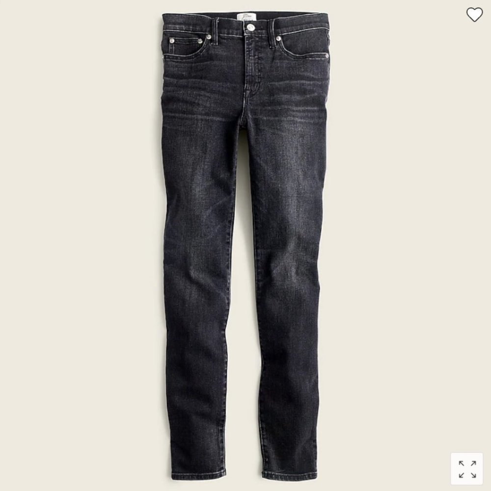 J.Crew 9" high-rise toothpick jean in Charcoal wash. Size 29